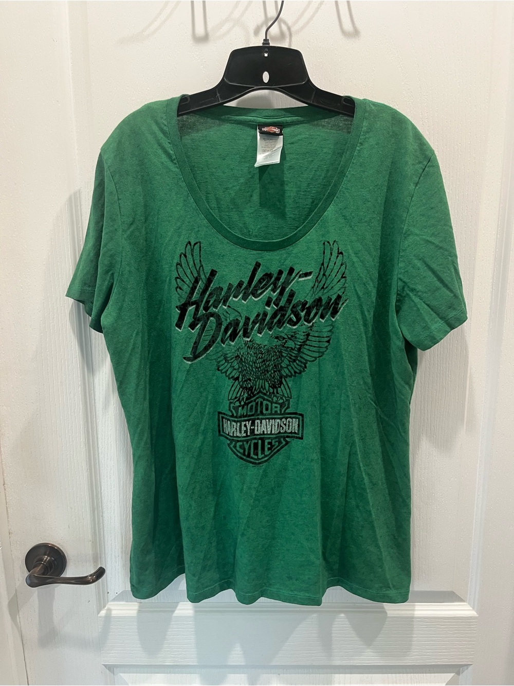 Harley-Davidson Green Scoop Neck Tee with Black Logo